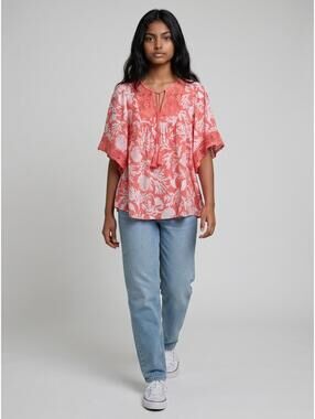 Counterparts EUC Peasant Top-XL-Coral & White